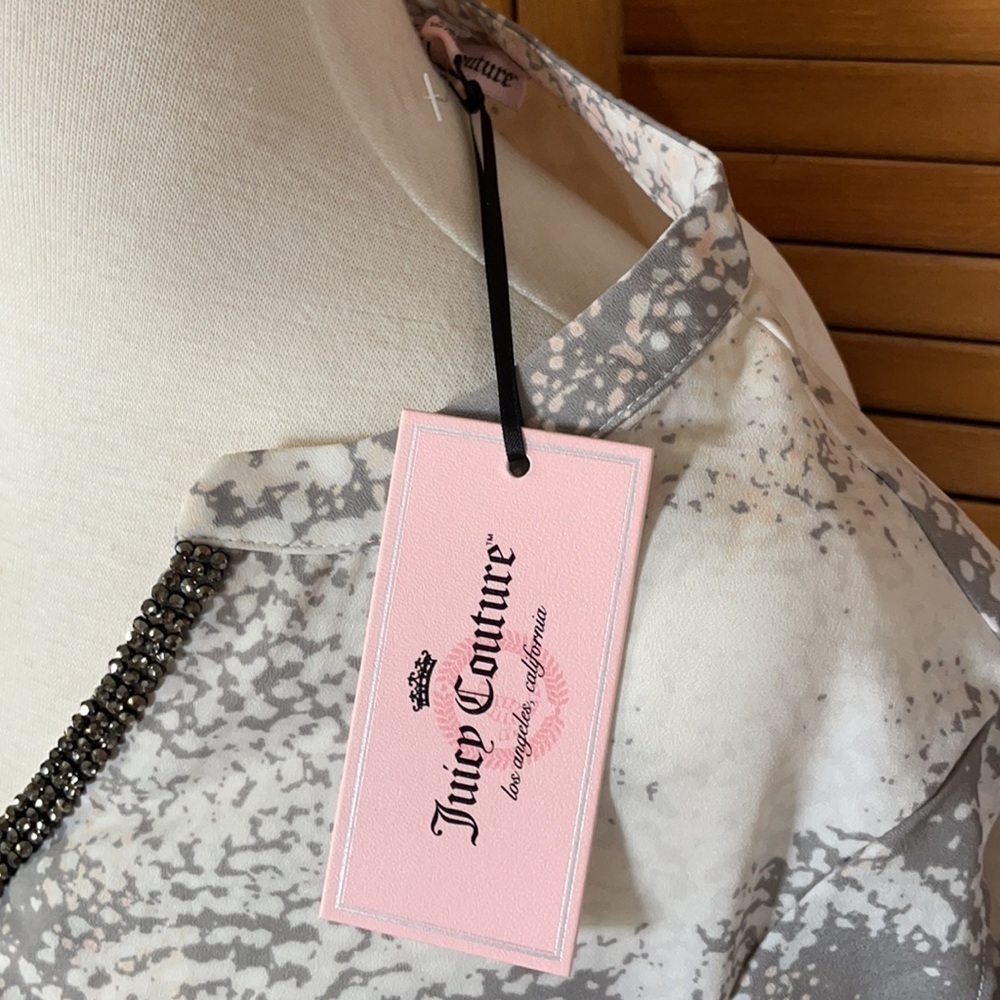 NWT Juicy Couture Cold Shoulder Top White Multi Size small - Picture 6 of 9